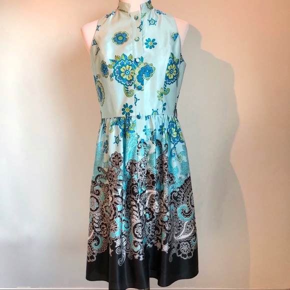 Adrianna Papell Blue Silk Blend Sleeveless Dress, size 8 - Picture 5 of 8